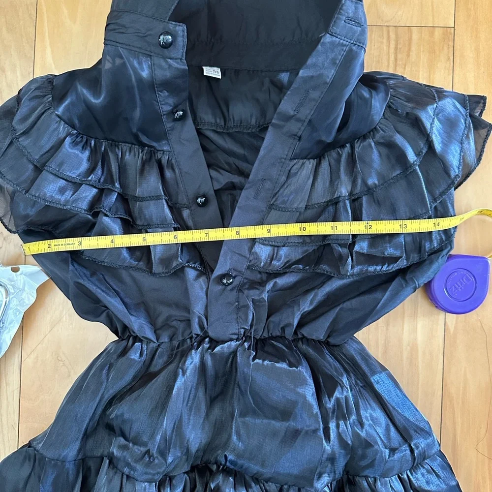 NEW Girls Black Ruffled Dress/ Halloween Costume with Wig & Belt NWT